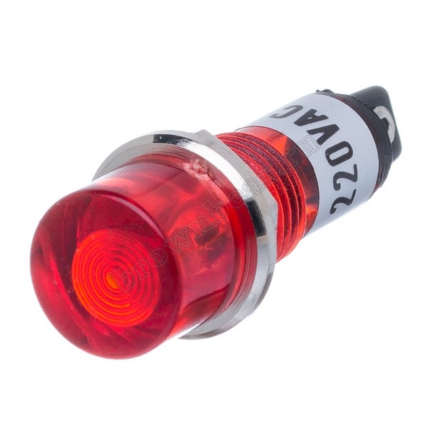 Лампа индикации D=12 mm красная, страна происхождения - ИТАЛИЯ
