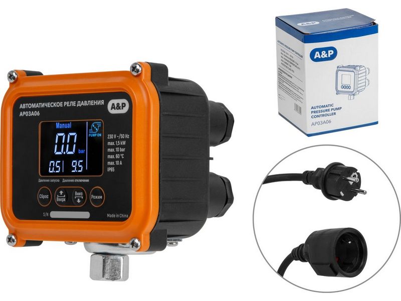 Автоматическое реле давления для насоса 1/4" вн. A&P, арт.AP03A06