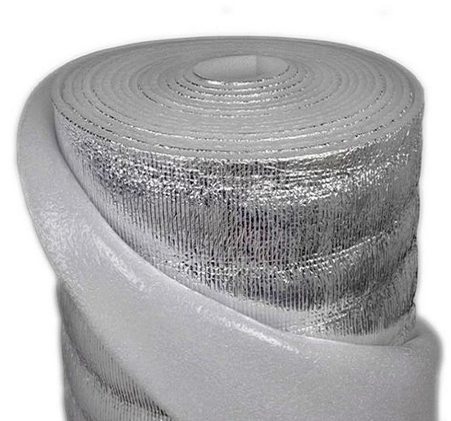 Полоса теплозвукоизоляционная покрытая металлизированной пленкой с одной стороны толщиной 3 мм.