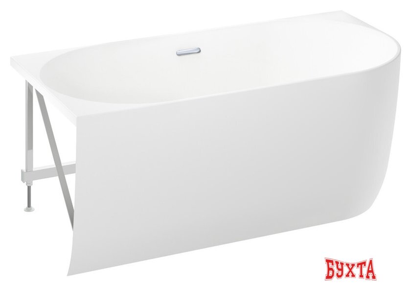 Ванна Wellsee Belle Spa 150x75 235701001 (пристенная ванна (левая) белый глянец, экран, каркас, сифон-автомат хром) 2