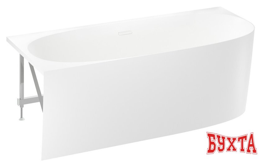 Ванна Wellsee Belle Spa 2.0 170x75 235805002 (пристенная ванна (левая) белый глянец, экран, каркас, сифон-автомат глянцевый белый) 2