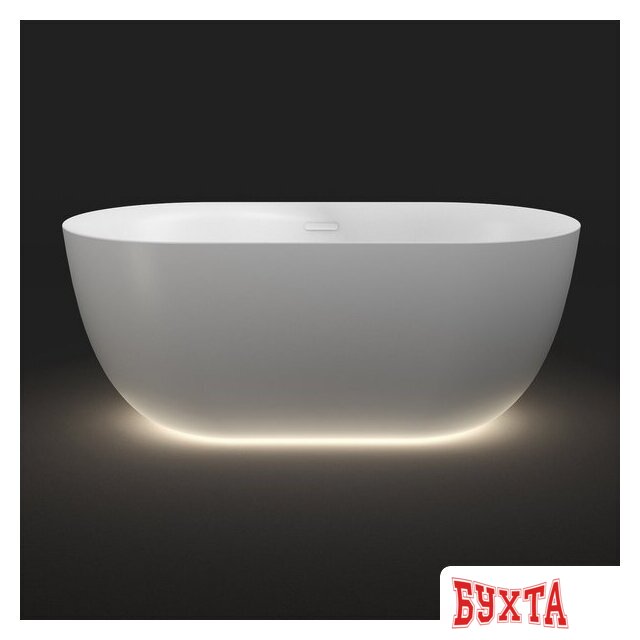 Ванна Wellsee Chic Riviera 170x76 23680502R (отдельностоящая ванна с подсветкой белый глянец, экран, ножки, сифон-автомат глянцевый белый)