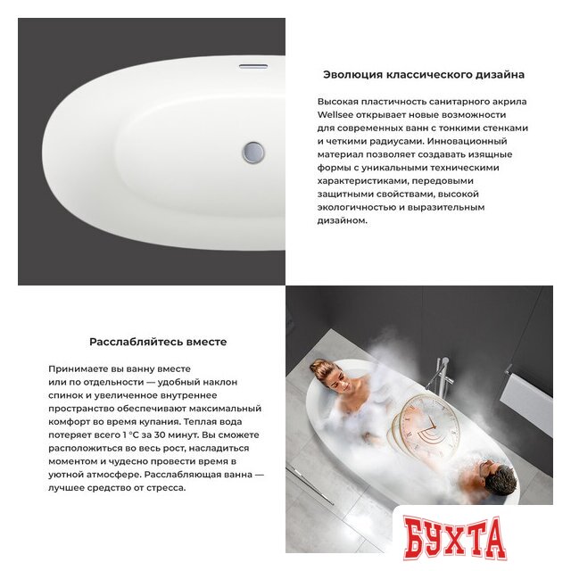 Ванна Wellsee Éclatant 159x74 231301001 (отдельностоящая ванна белый глянец, экран, ножки, сифон-автомат хром) 5