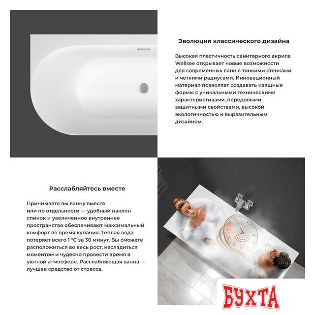 Ванна Wellsee Collaro 180x80 28910401R (пристенная ванна (левая) белый глянец, экран, ножки, сифон-автомат хром) 5