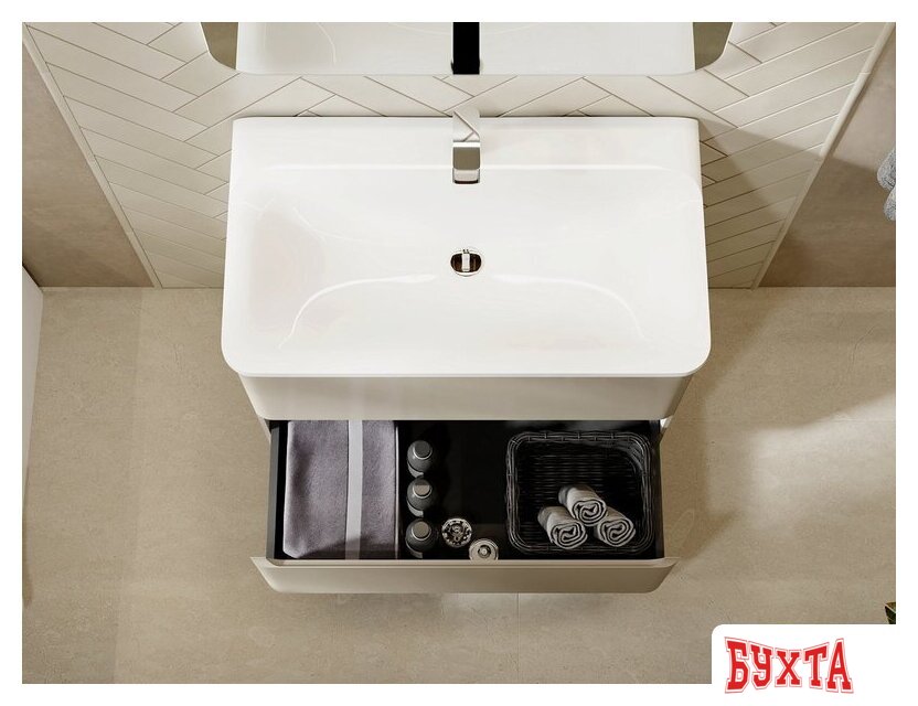 Мебель для ванных комнат Raval Тумба под умывальник Welto 80 Wel.01.80.2/P/BRS/RL 5