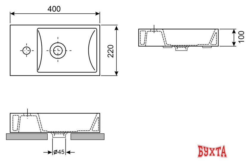 Умывальник Wellsee WC Area 151802001, 2 в 1 4