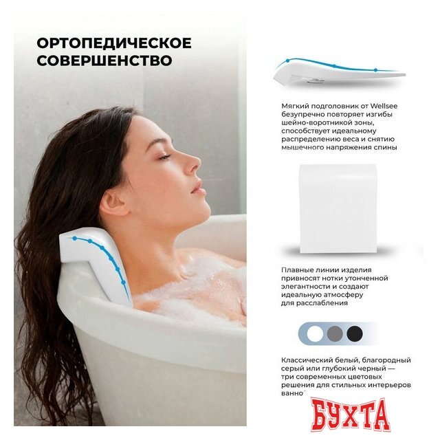 Подголовник для ванны Wellsee Useful Extras 261910000 4