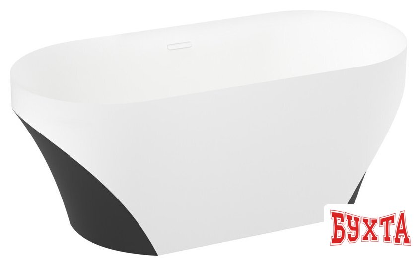 Ванна Wellsee Croquis 166x77 230302002 (отдельностоящая ванна матовый белый/матовый черный, экран, ножки, сифон-автомат матовый белый) 2