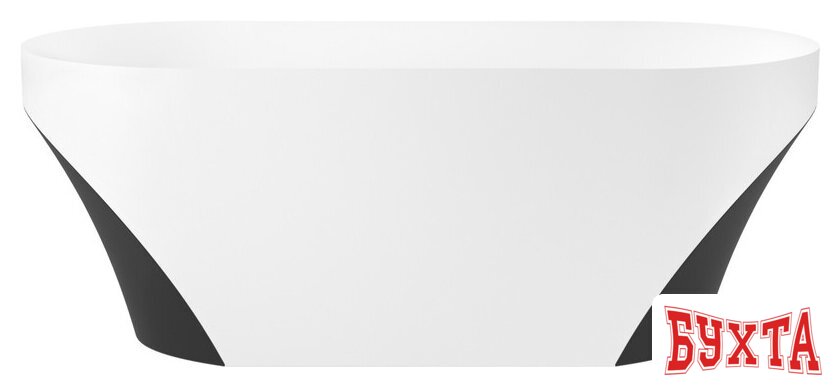 Ванна Wellsee Croquis 166x77 230302003 (отдельностоящая ванна матовый белый/матовый черный, экран, ножки, сифон-автомат матовый черный) 3