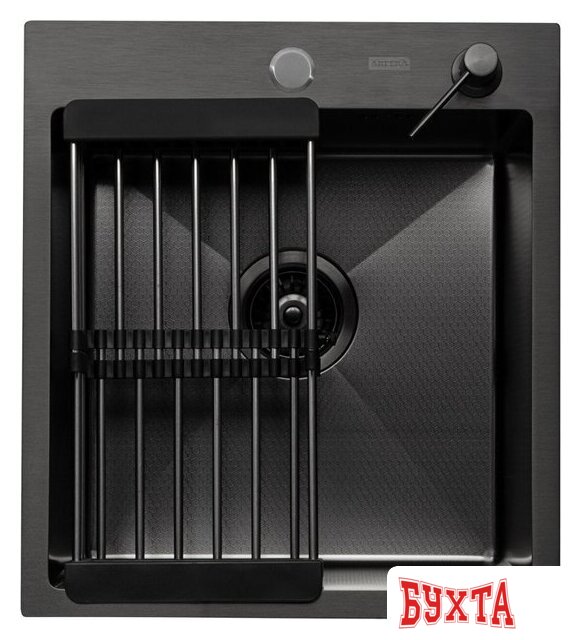 Кухонная мойка ARFEKA Eco AR мойка 450*500, коландер, дозатор Black