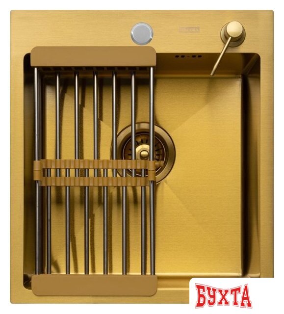 Кухонная мойка ARFEKA Eco AR мойка 450*500, коландер, дозатор Gold