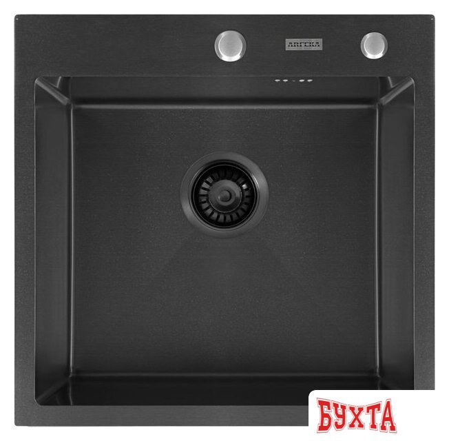 Кухонная мойка ARFEKA ECO AR мойка 500*500, коландер, дозатор BLACK 4