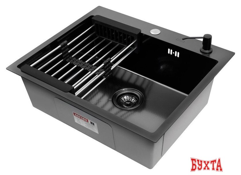 Кухонная мойка ARFEKA ECO AR мойка 600*500, коландер, дозатор Black Decor