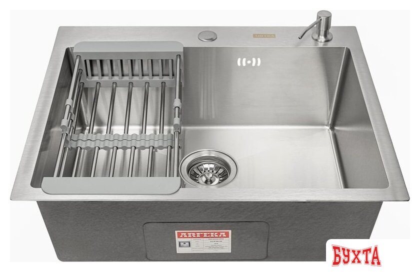 Кухонная мойка ARFEKA ECO AR мойка 600*500, коландер, дозатор SATIN 2