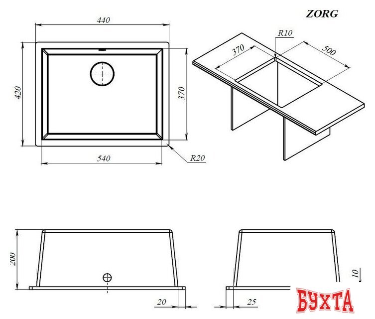 Кухонная мойка ZorG Fast 54 Premium beige 4