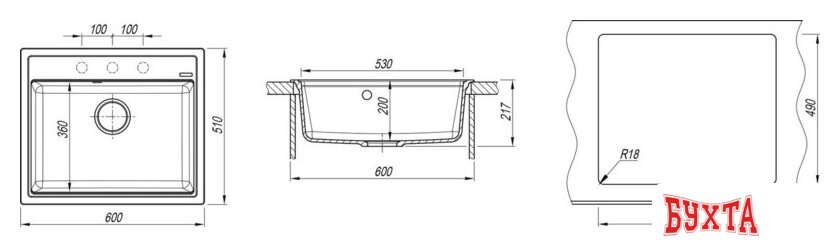 Кухонная мойка ZorG Rock 60 Premium beige 5