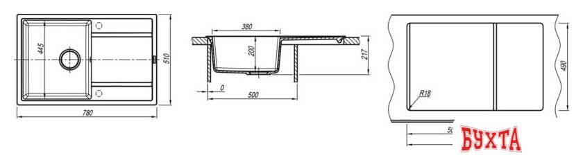Кухонная мойка ZorG Rock 78 Premium alumetallic 4
