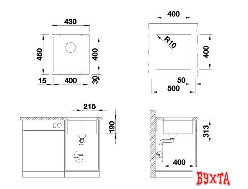 Кухонная мойка ZorG Subline 40 (белый камень) 2