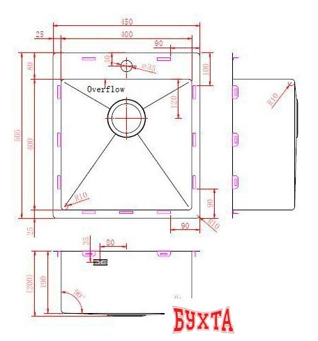 Кухонная мойка ZorG ZRN 5045 Premium PVD Gunblack 3