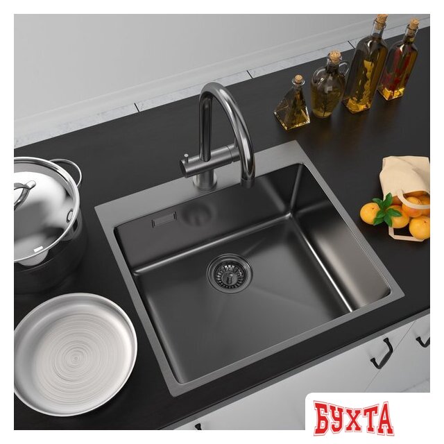 Кухонная мойка ZorG ZRN 5055 Premium PVD Gunblack 5