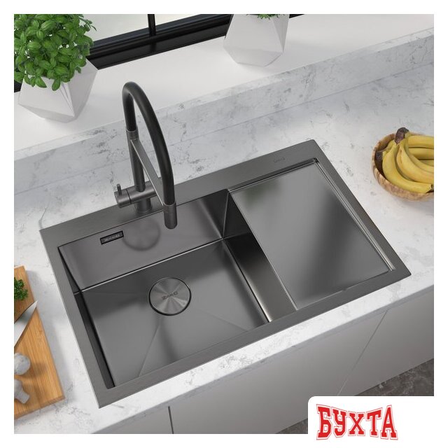Кухонная мойка ZorG ZRN 5080 Premium L PVD Gunblack