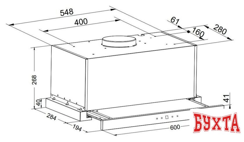 Кухонная вытяжка ZorG Turbo 1200 60 S (черный) 2
