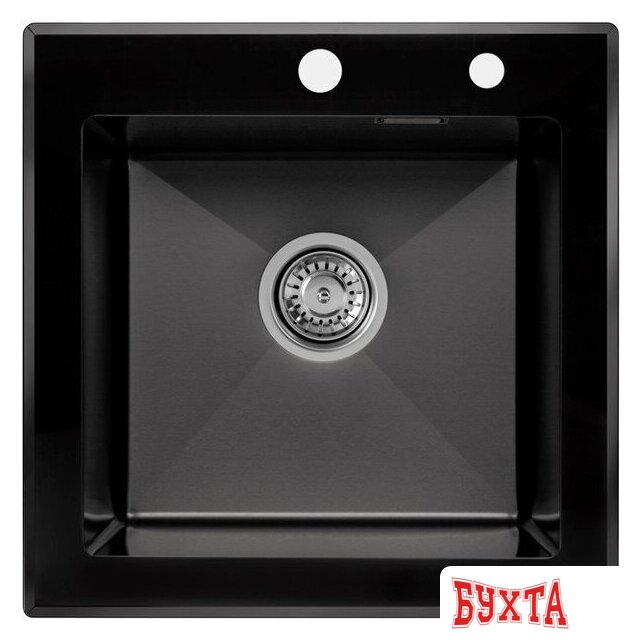 Кухонная мойка ARFEKA ECO AR 500*500 GS BLACK GLASS + BLACK PVD NANO