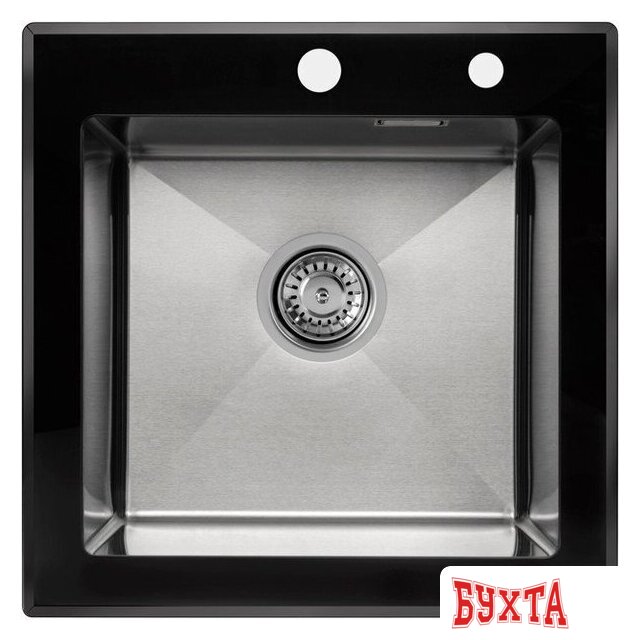 Кухонная мойка ARFEKA ECO AR 500*500 GS BLACK GLASS + SATIN