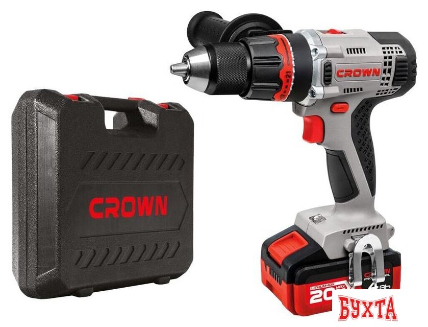 Дрель-шуруповерт Crown CT21076HMX-4 BMC (с 2-мя АКБ, кейс)