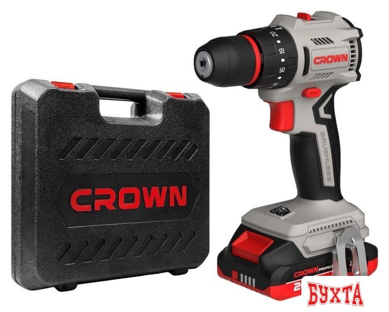 Дрель-шуруповерт Crown CT21145XMS-2 BMC (с 2-мя АКБ, кейс)