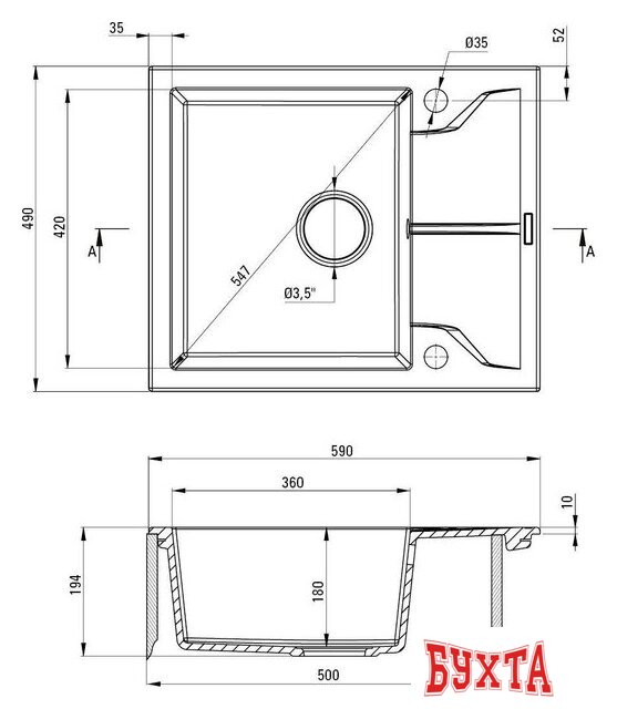 Кухонная мойка Deante Andante ZQN T11A (металлический антрацит) 2