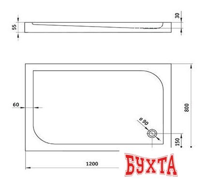 Душевой поддон Deante Cubic KTK_044B 120x80 2