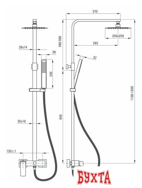 Душевая система Deante Hiacynt Nero NAC N1QM 3