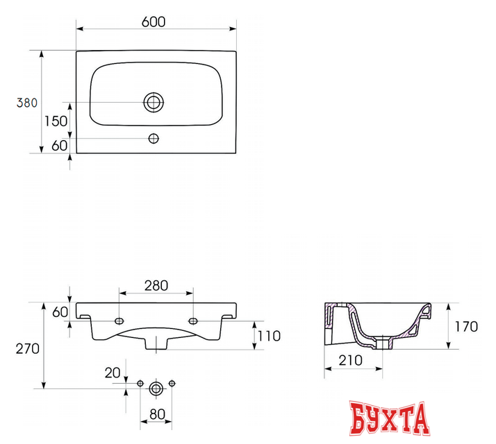 Умывальник Cersanit Moduo 60 Slim UM-MOD60SL/1 4