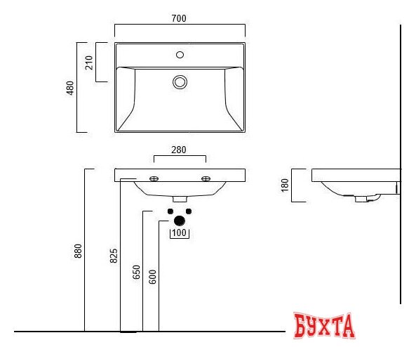 Умывальник Kerama Marazzi Cubo 70 CU.wb.70 4