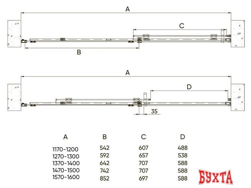 Душевая дверь Veconi VN-70 VN70-120-01-19C4 4