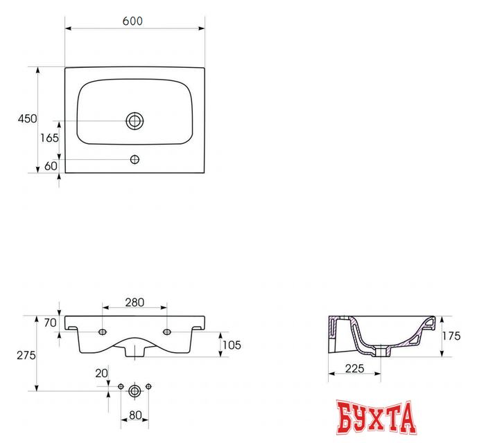 Умывальник Cersanit Moduo 60 UM-MOD60/1 4