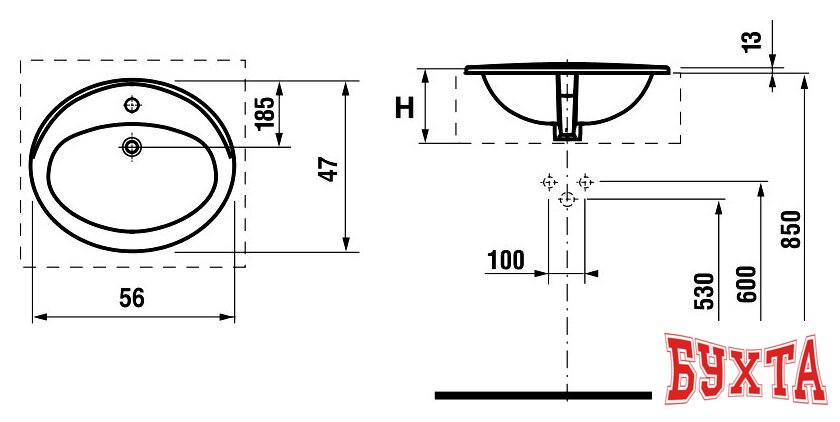 Умывальник Roca Adora 56x47 [327203000] 2