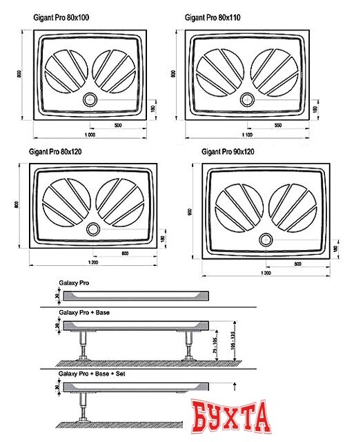 Душевой поддон Ravak Galaxy Gigant Pro 120x90 [XA03G701010] 4