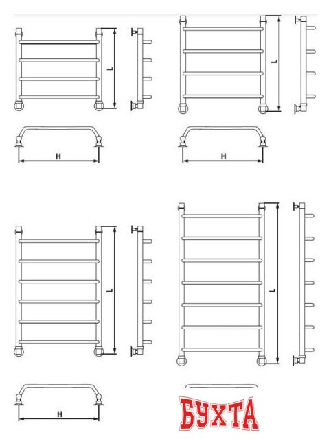 Полотенцесушитель Luxon FE 80x50 (нижнее подключение) 2