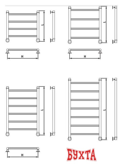 Полотенцесушитель Luxon FJ 80x50 (нижнее подключение) 3