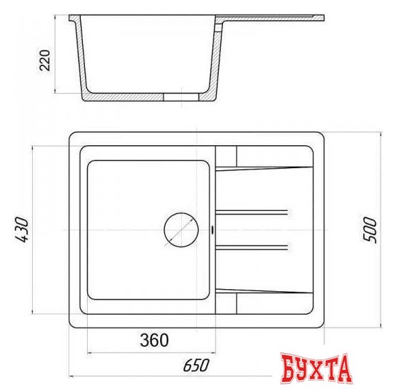 Кухонная мойка Wisent W650-26 (антрацит) 2