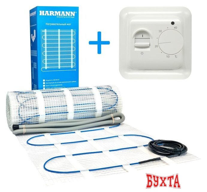 Нагревательный мат Harmann W160-050 5 кв.м. 800 Вт (с терморегулятором MST-1)