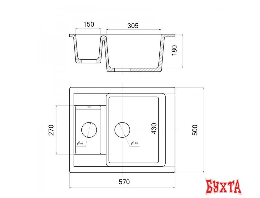Кухонная мойка Wisent WQ580-27 (кофе) 2