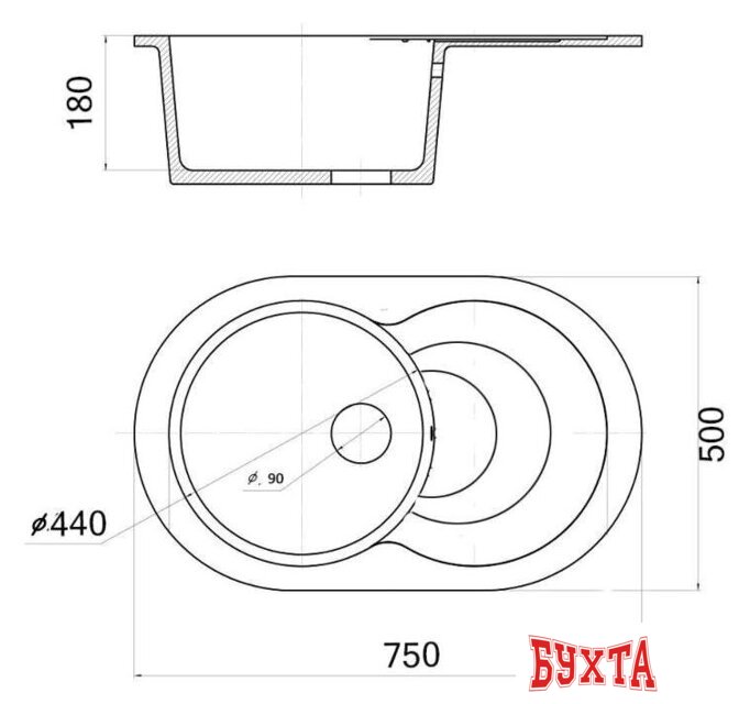 Кухонная мойка Wisent WR760-25 (оникс) 5