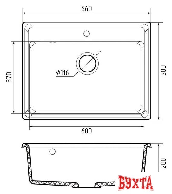 Кухонная мойка GranFest GF-LV-660 (топаз) 3