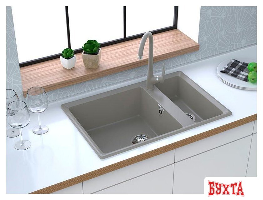 Кухонная мойка GranFest GF-LV-760K (серый) 3