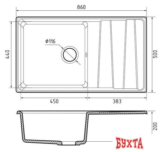 Кухонная мойка GranFest GF-LV-860L (терракот) 3