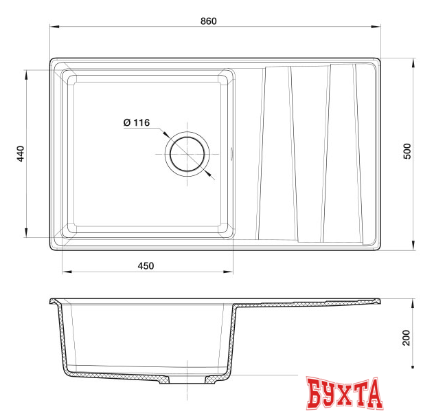Кухонная мойка GranFest GF-LV-860L (топаз) 4