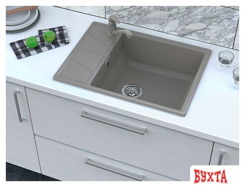 Кухонная мойка GranFest GF-V-680L (песочный) 3